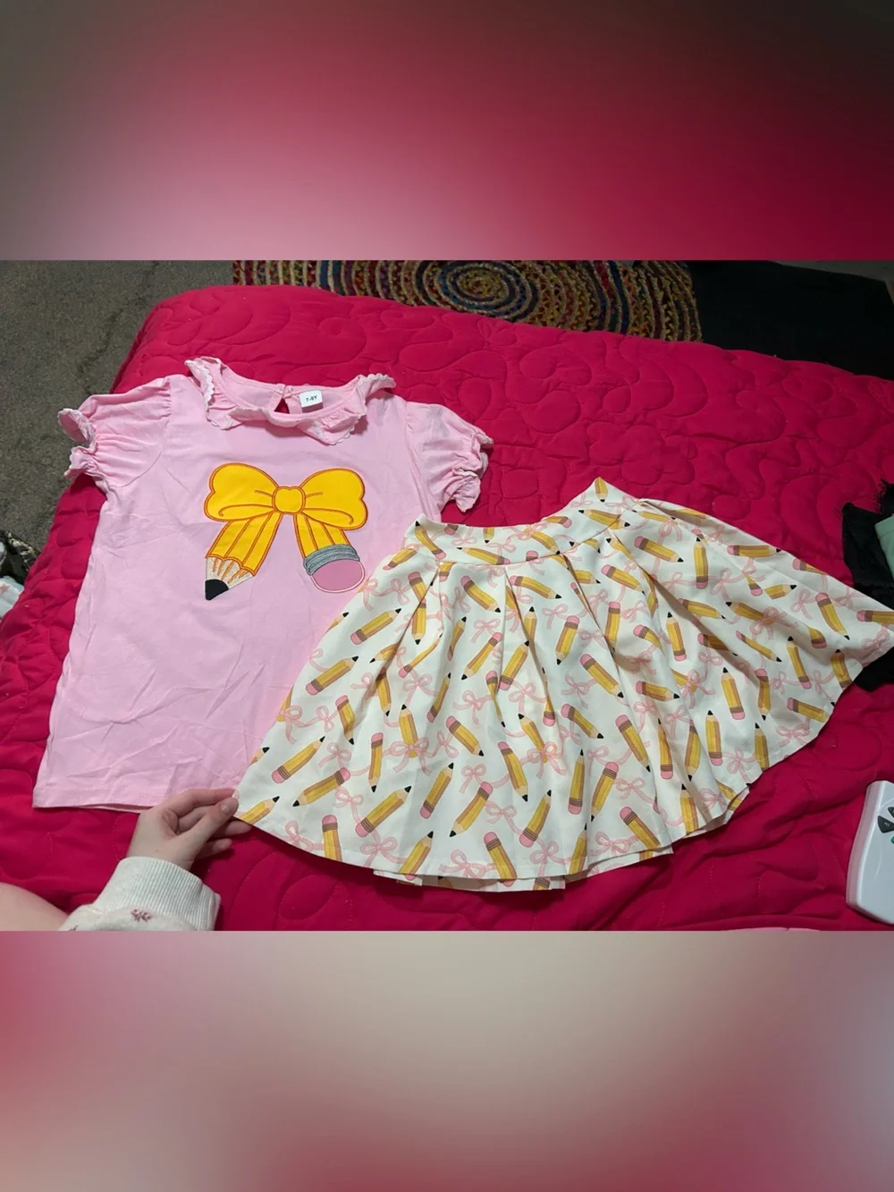 KIDS PINK PENCIL BOW OUTFIT